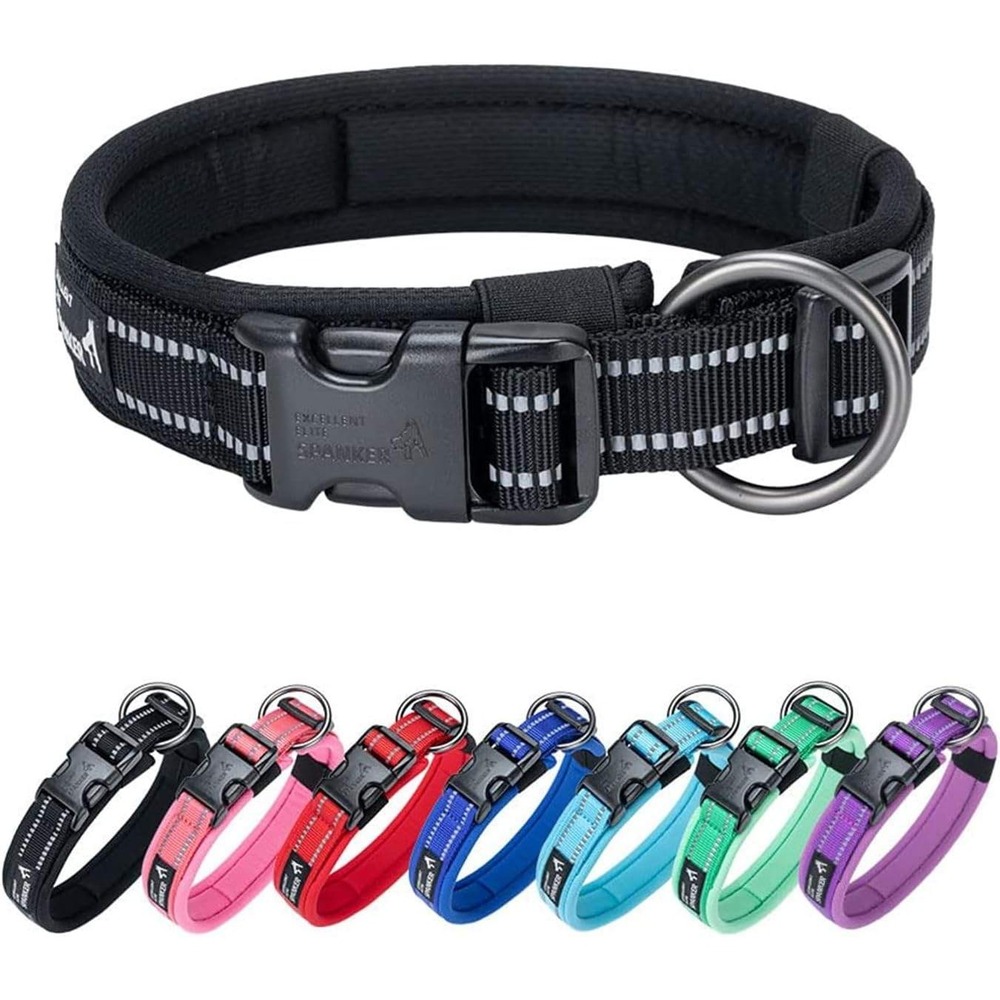 Excellent Elite Spanker Reflective Dog‎ Collar Medium Black (6309)